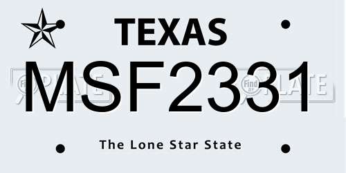 MSF2331 Texas License Plate