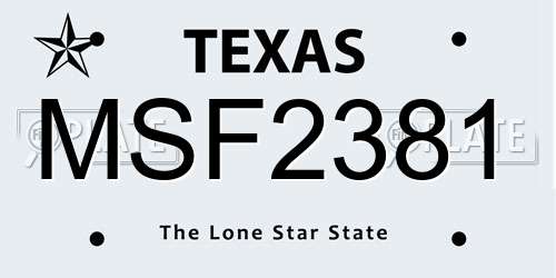 MSF2381 Texas License Plate