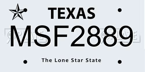 MSF2889 Texas License Plate