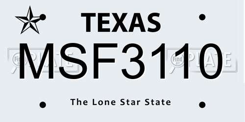 MSF3110 Texas License Plate