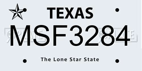 MSF3284 Texas License Plate