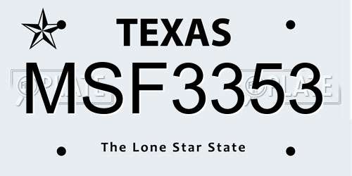 MSF3353 Texas License Plate