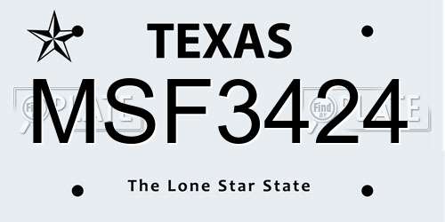 MSF3424 Texas License Plate
