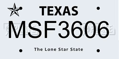 MSF3606 Texas License Plate