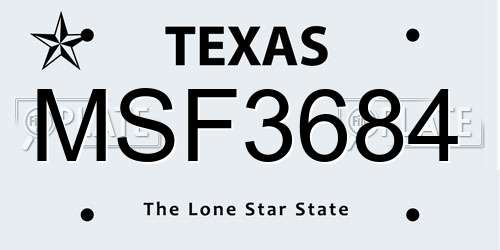 MSF3684 Texas License Plate