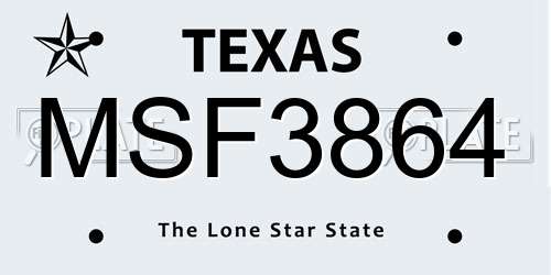 MSF3864 Texas License Plate