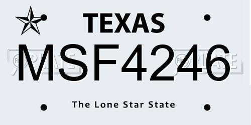 MSF4246 Texas License Plate