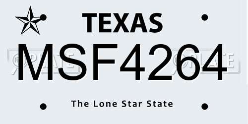 MSF4264 Texas License Plate