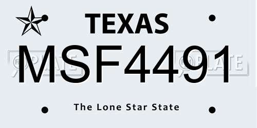 MSF4491 Texas License Plate