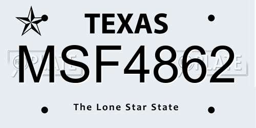 MSF4862 Texas License Plate