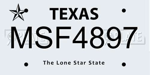 MSF4897 Texas License Plate