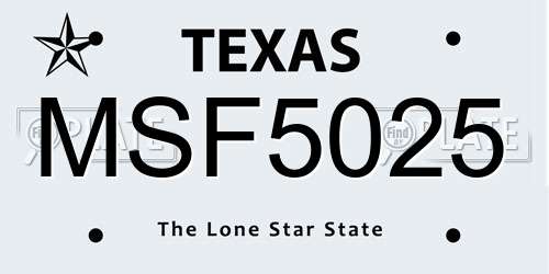 MSF5025 Texas License Plate