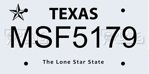 MSF5179 Texas License Plate