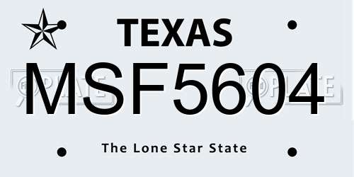 MSF5604 Texas License Plate