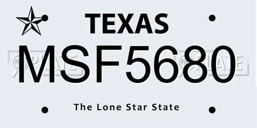 MSF5680 Texas License Plate