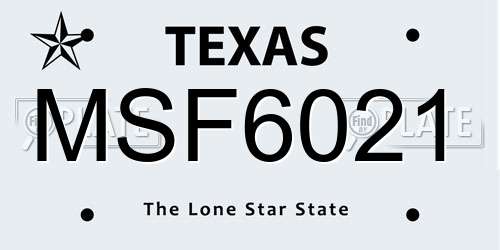 MSF6021 Texas License Plate