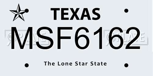MSF6162 Texas License Plate