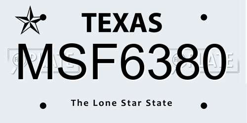 MSF6380 Texas License Plate
