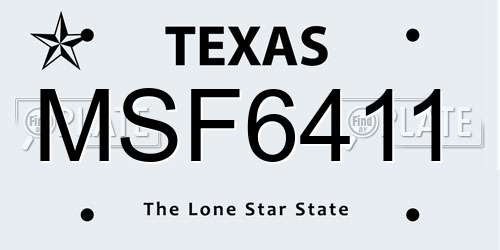 MSF6411 Texas License Plate