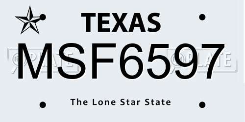 MSF6597 Texas License Plate
