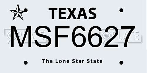 MSF6627 Texas License Plate