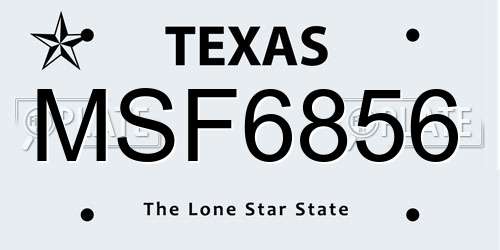 MSF6856 Texas License Plate
