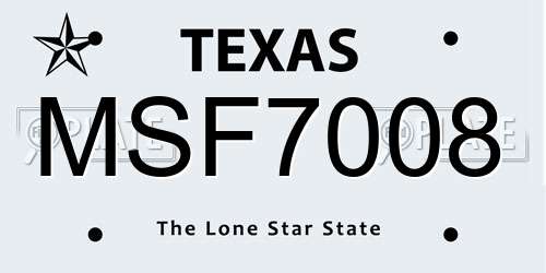 MSF7008 Texas License Plate