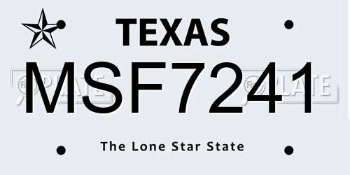MSF7241 Texas License Plate