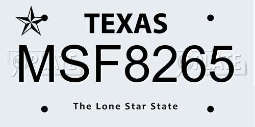 MSF8265 Texas License Plate
