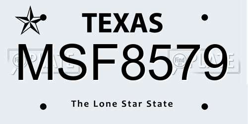 MSF8579 Texas License Plate