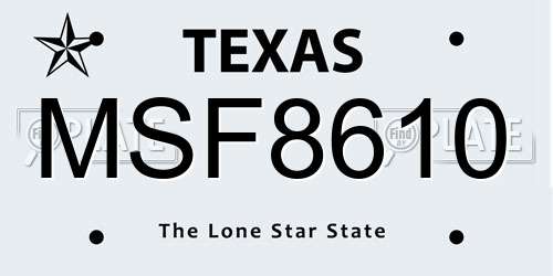 MSF8610 Texas License Plate