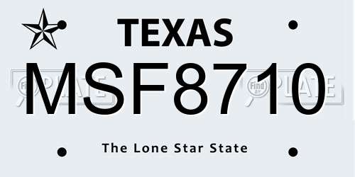 MSF8710 Texas License Plate