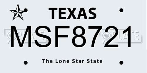MSF8721 Texas License Plate