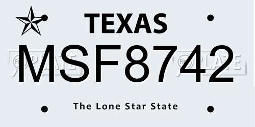 MSF8742 Texas License Plate