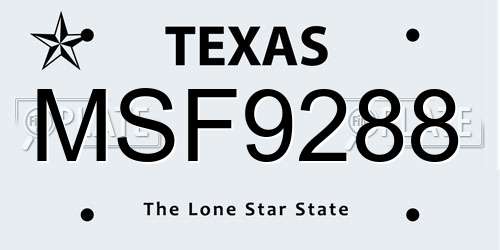 MSF9288 Texas License Plate