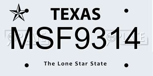 MSF9314 Texas License Plate