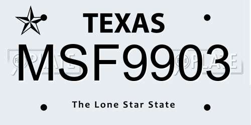MSF9903 Texas License Plate
