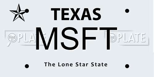 MSFT Texas License Plate
