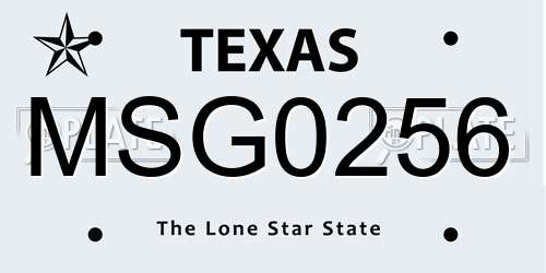 MSG0256 Texas License Plate
