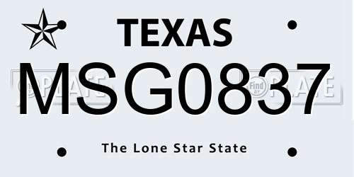 MSG0837 Texas License Plate