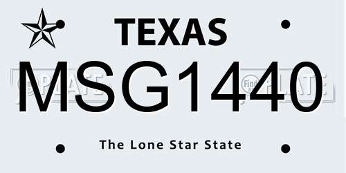 MSG1440 Texas License Plate