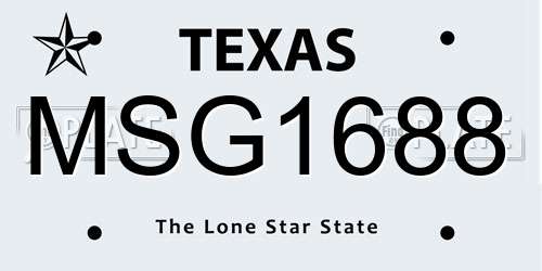MSG1688 Texas License Plate