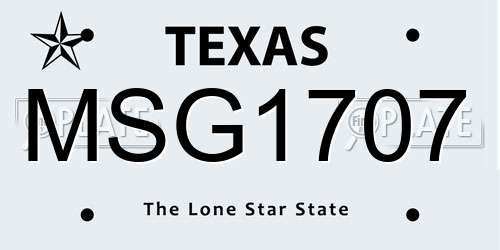 MSG1707 Texas License Plate