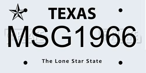MSG1966 Texas License Plate