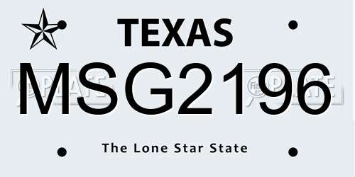MSG2196 Texas License Plate