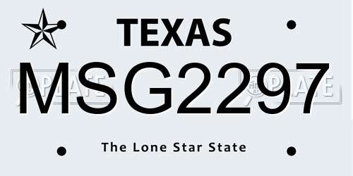 MSG2297 Texas License Plate