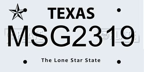 MSG2319 Texas License Plate