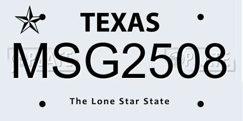 MSG2508 Texas License Plate