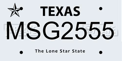 MSG2555 Texas License Plate