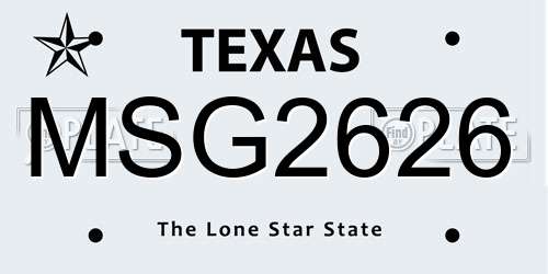 MSG2626 Texas License Plate